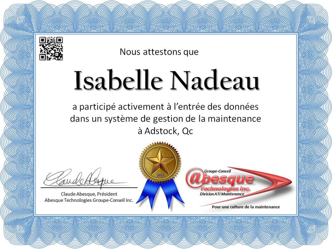 Isabelle Nadeau, personne externe, Boulangerie St-méthode à Adstock, 2012